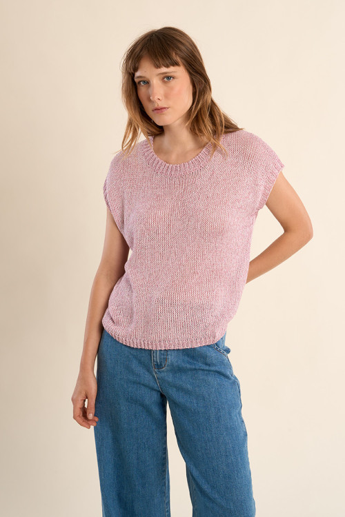 Pull en maille sans manches, col rond