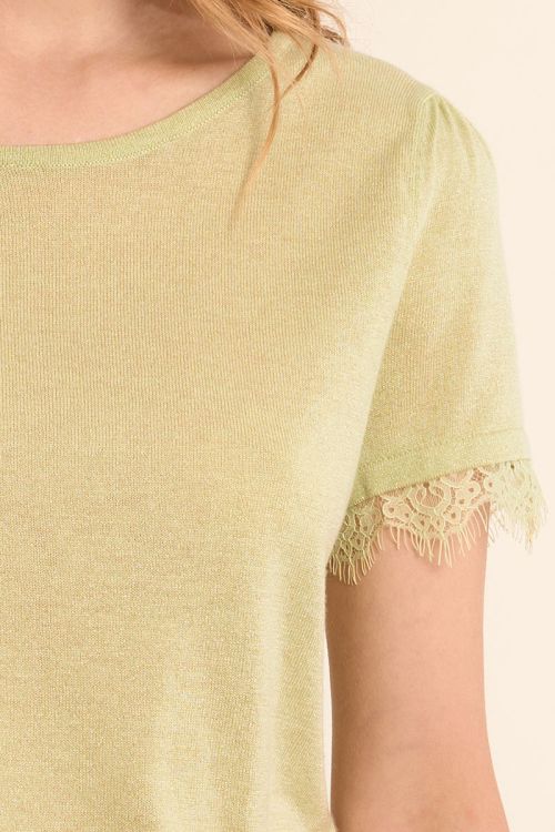 T-shirt en jersey, manches en dentelle