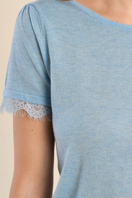 Jersey T-shirt, lace sleeves