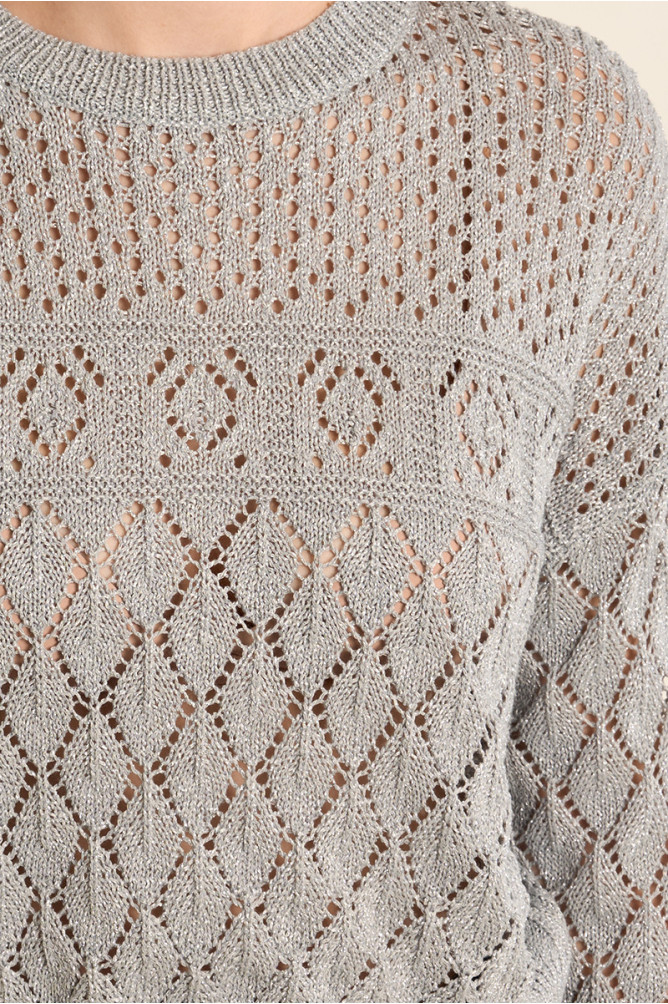 Long-sleeved knitted sweater in semi-sheer