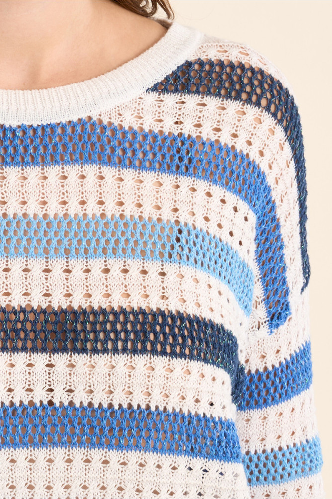 Pull en maille ajourée, rayé