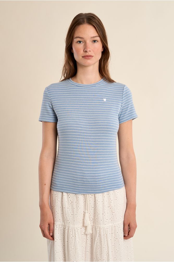 T-shirt rayé, coeur