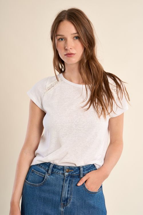 Cotton T-shirt, openwork