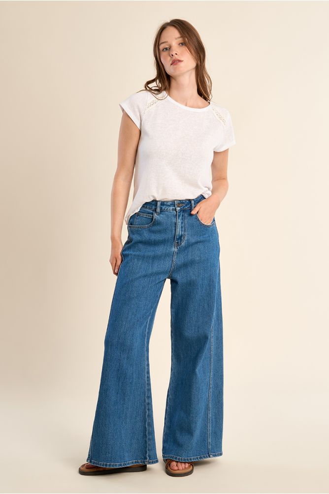 Cotton T-shirt, openwork