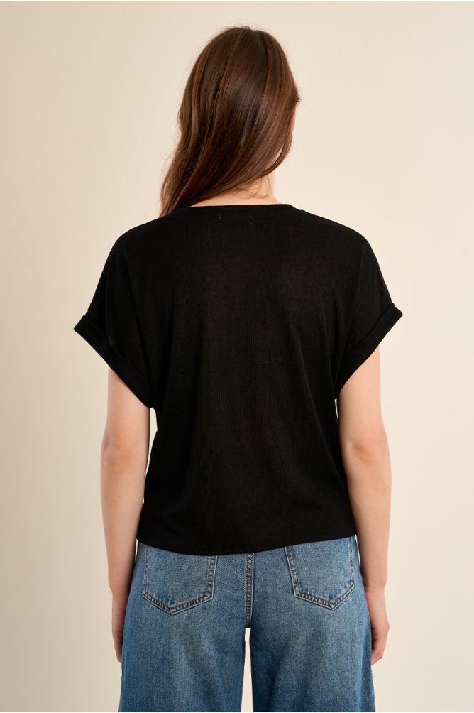 Knotted T-shirt, openwork detail