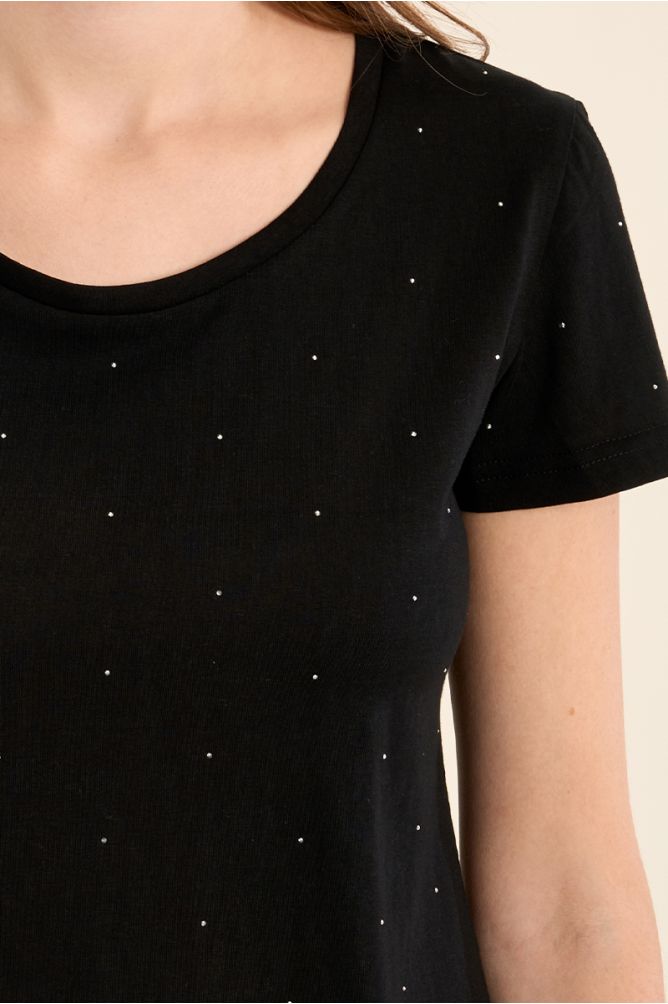 T-shirt basique, parsemé de strass