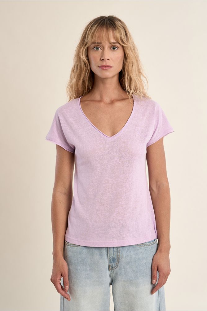Camiseta de mujer de manga corta, escote V.