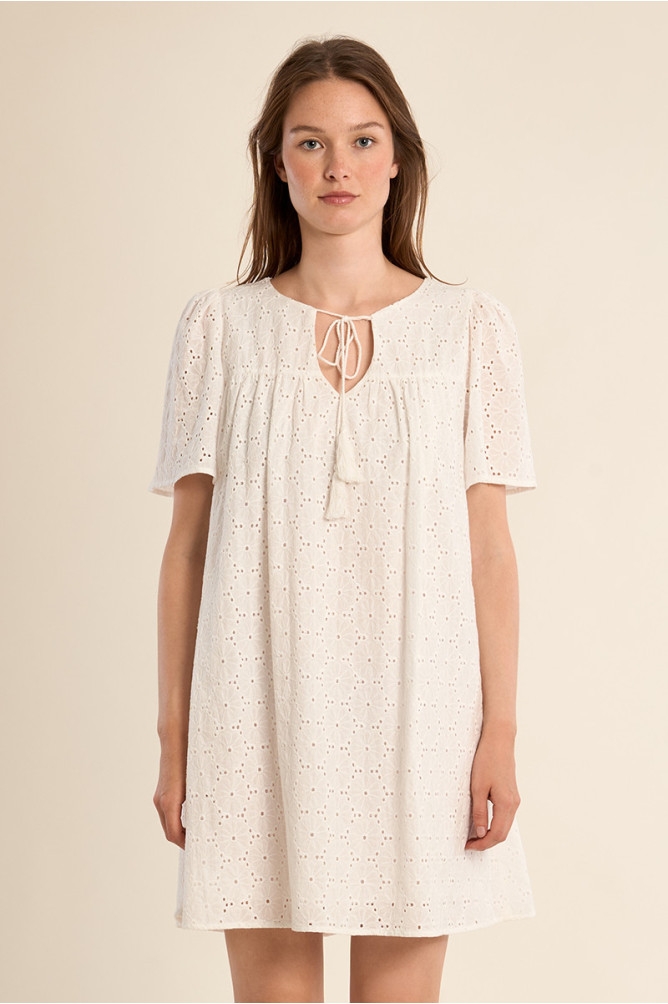 Cotton t-shirt dress, broderie anglaise