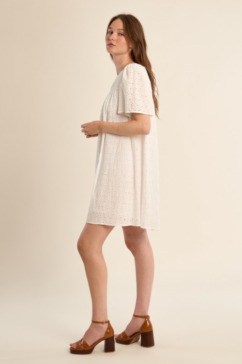 Cotton t-shirt dress, broderie anglaise