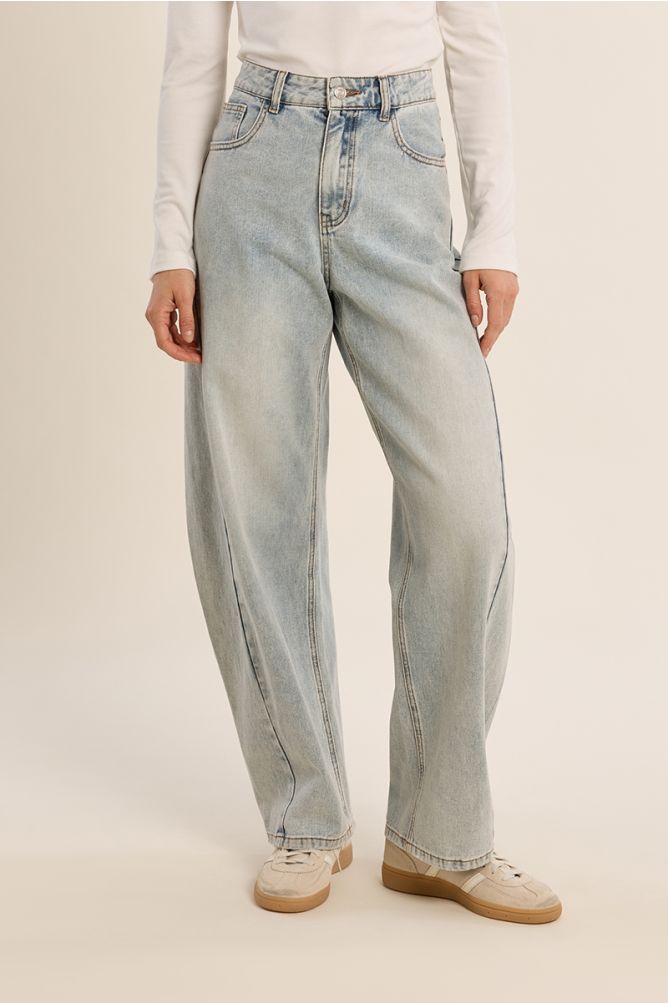 Pantalón de mujer vaquero, corte amplio "Balloon"