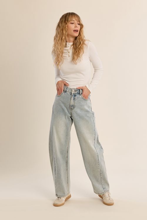 Pantalon en denim pour femme, coupe ample "Balloon"