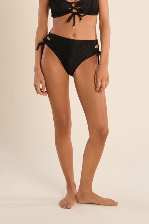 Lace-up bikini bottoms, ribbed