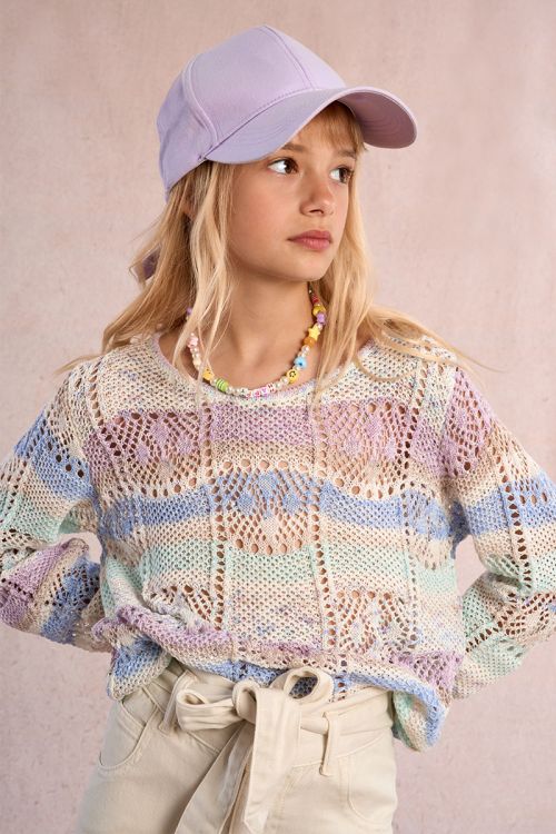 Jersey de niña de manga larga, corte recto