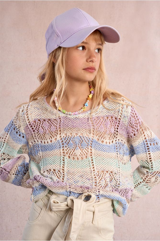 Jersey de niña de manga larga, corte recto