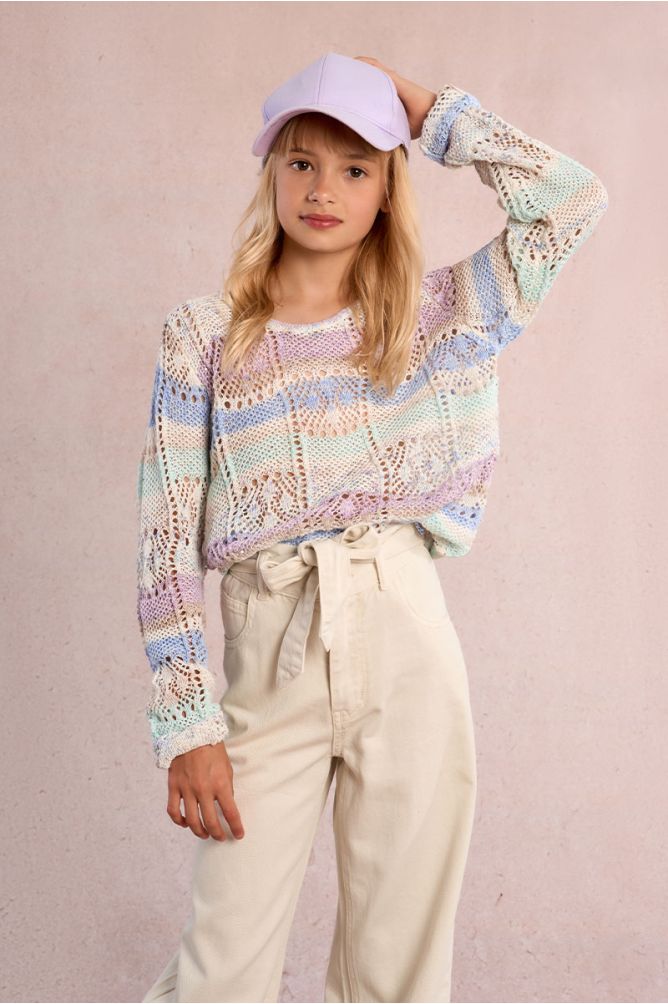 Openwork tie-dye sweater