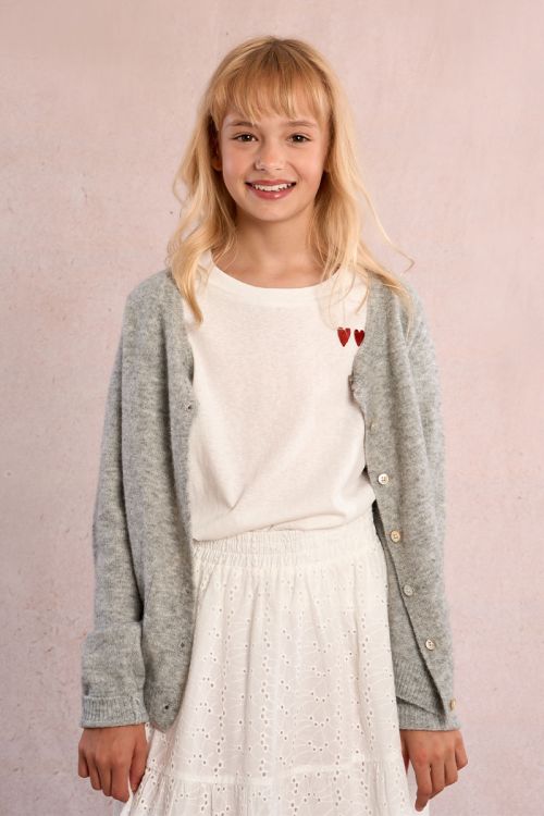 Camiseta de niña de manga corta, estampado corazones