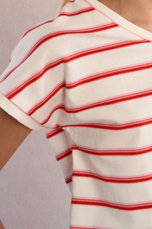 Camiseta de niña de manga corta, estampado rayas