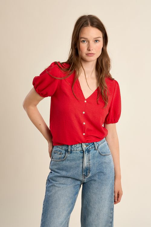 Top de mujer de manga corta, con lazada