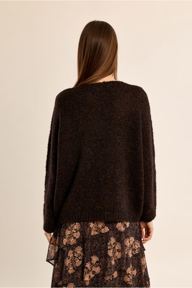 Knitted sweater, V-neck