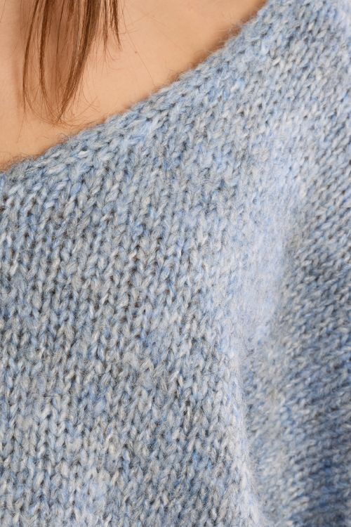 Knitted sweater, V-neck