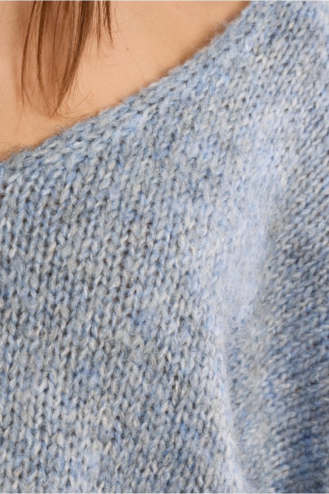 Knitted sweater, V-neck