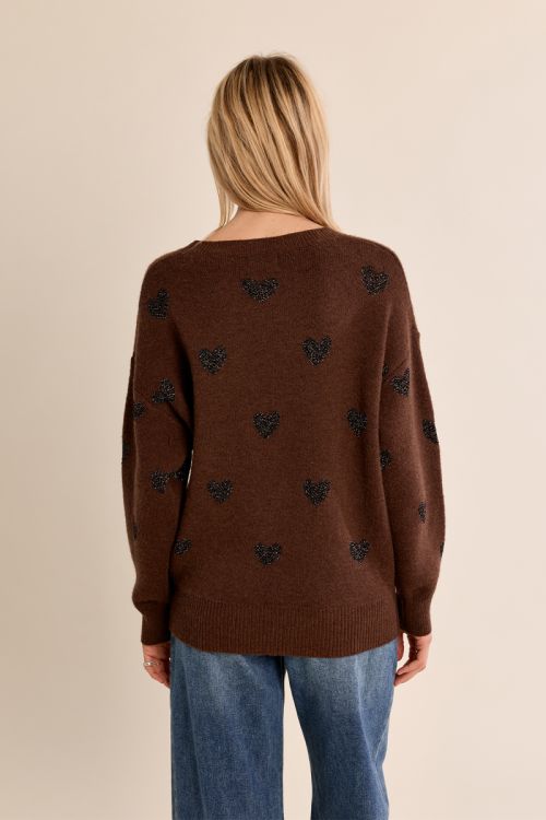 Knitted sweater, glittery hearts