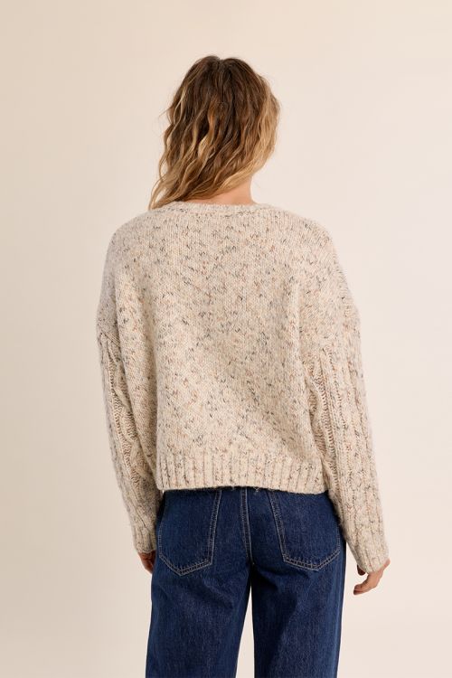Short braided knit sweater