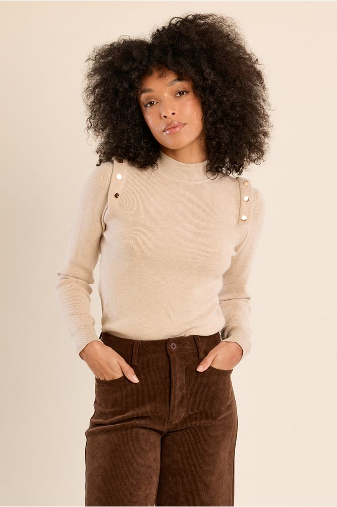 Thin sweater with high collar