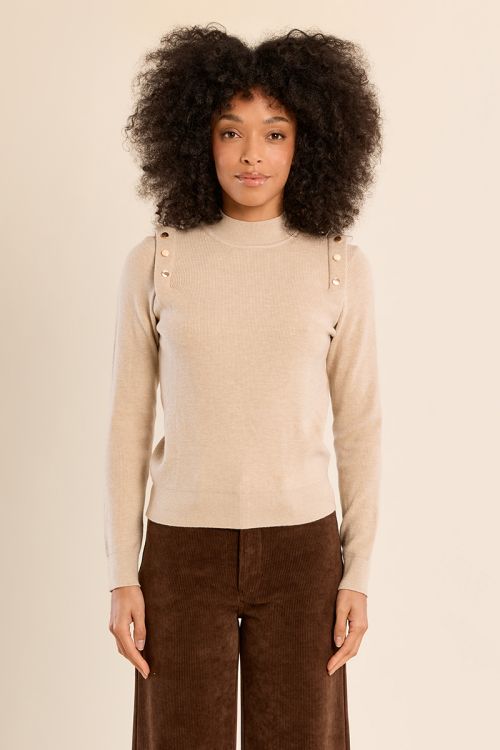 Thin sweater with high collar