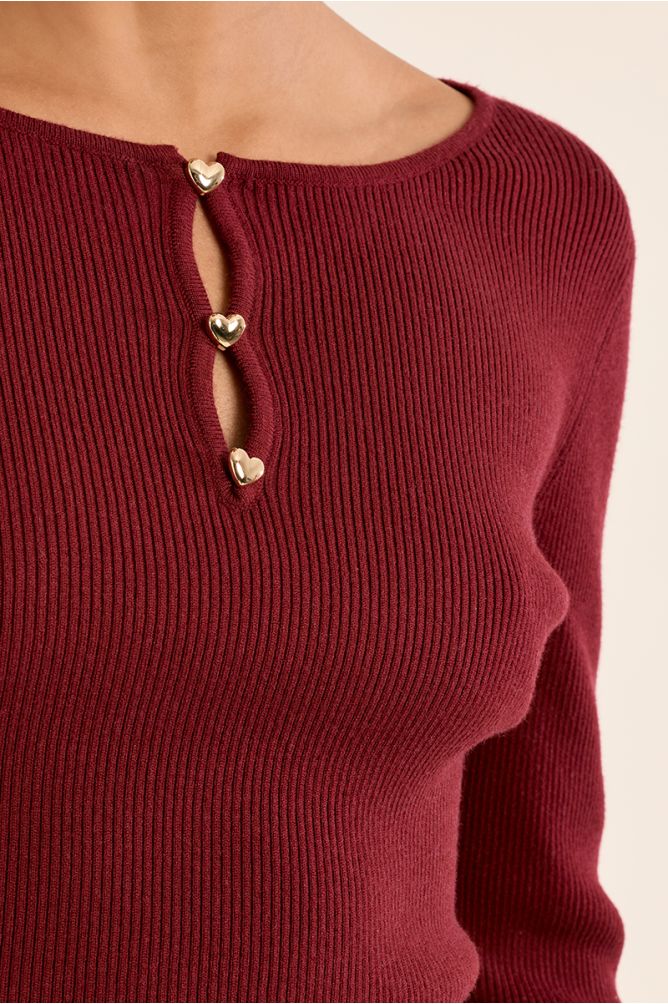 Fine ribbed sweater, fancy buttons