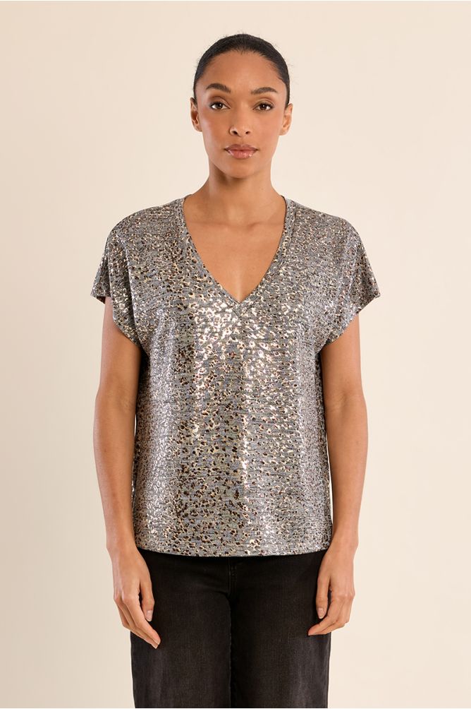 T-shirt col V irisé