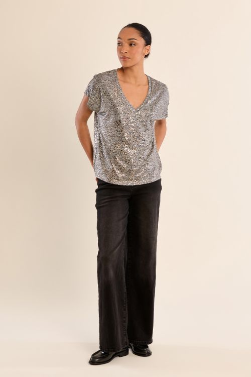 T-shirt col V irisé