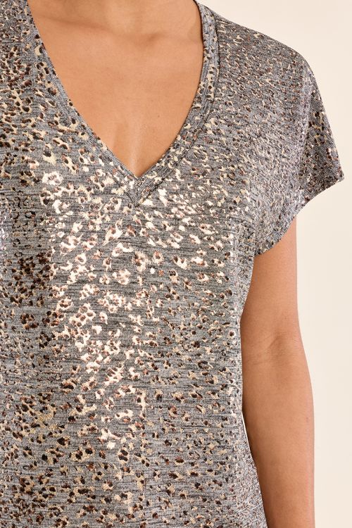 T-shirt col V irisé