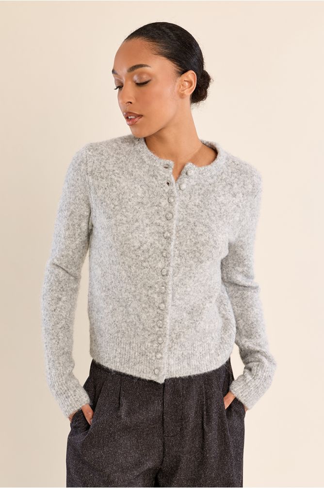 Cardigan boutonné, uni