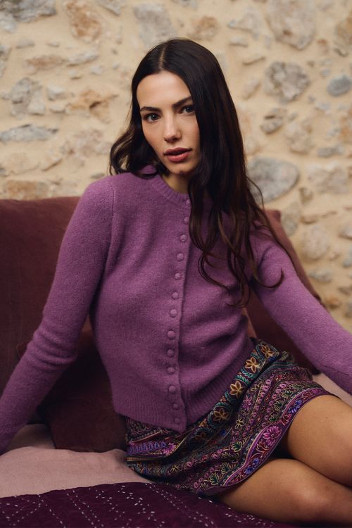 Cardigan boutonné, uni