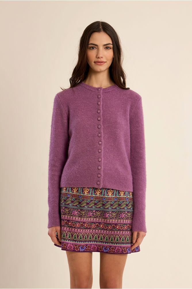 Cardigan boutonné, uni