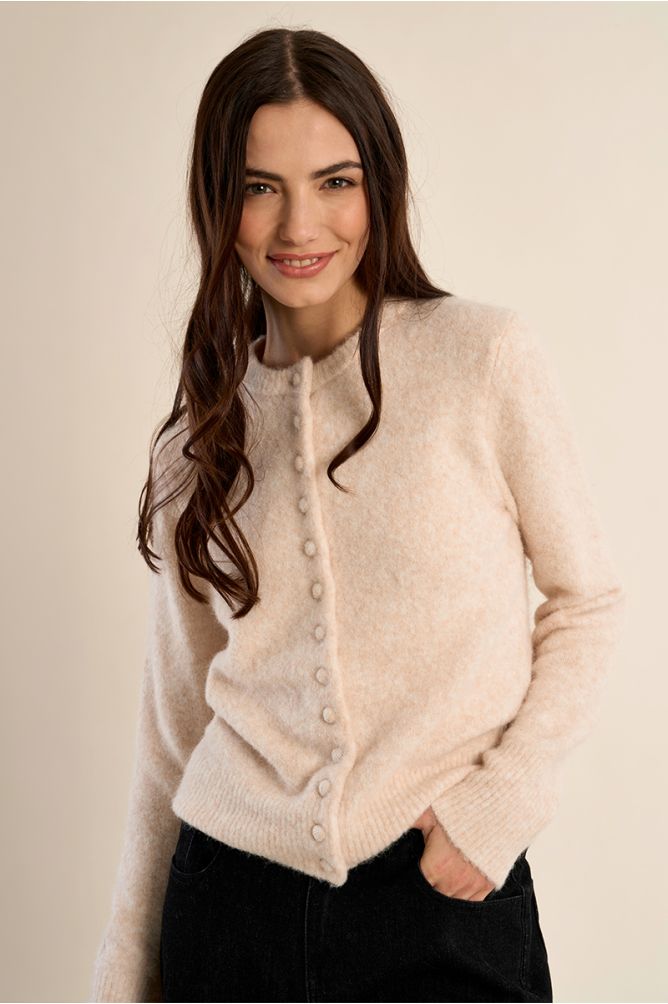 Cardigan boutonné, uni