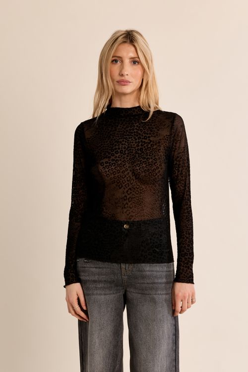 Leopard semi-sheer top