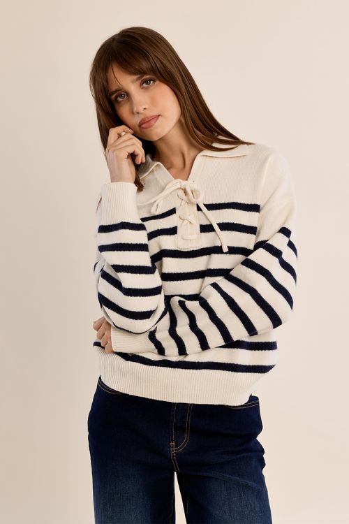Striped sweater to tie