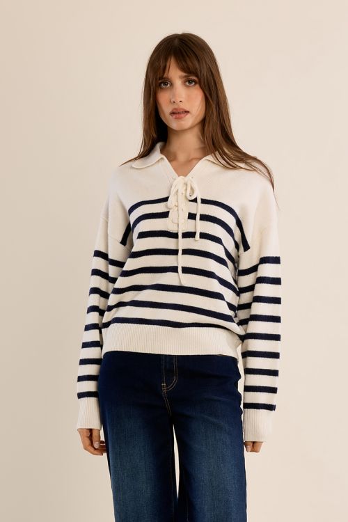 Striped sweater to tie