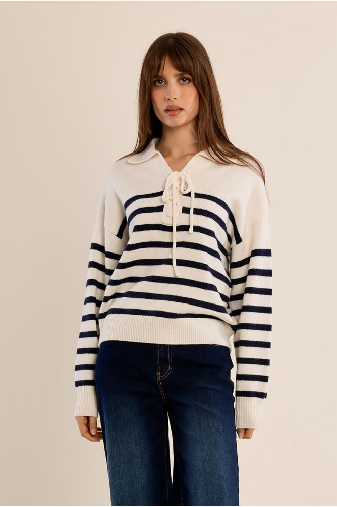 Pull rayé à nouer