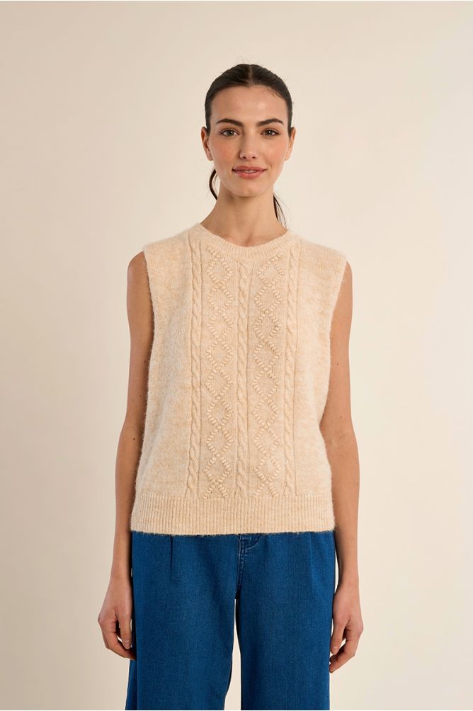 Pull sans manches col rond