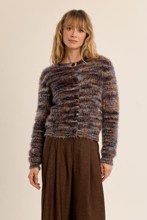 Brushed knit cardigan