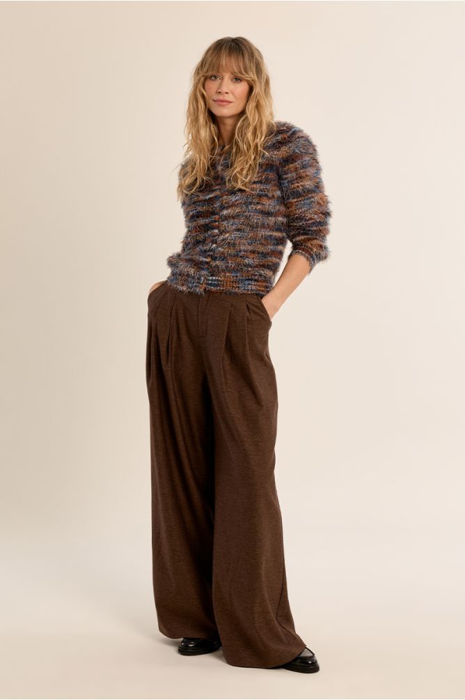 Brushed knit cardigan