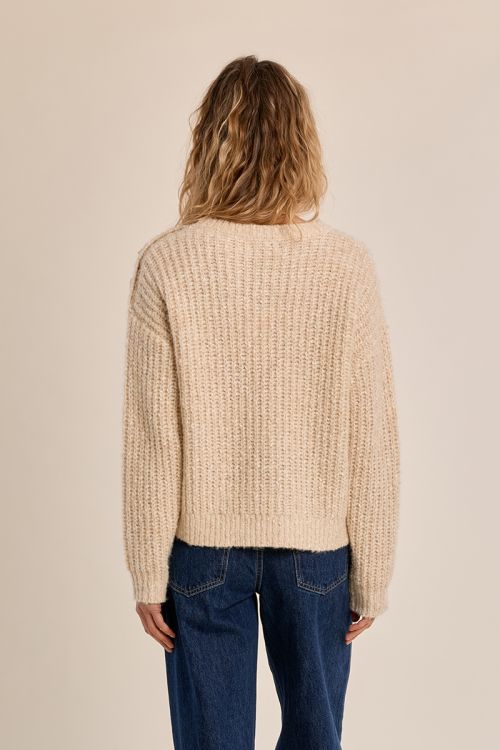 Knitted sweater, button detail