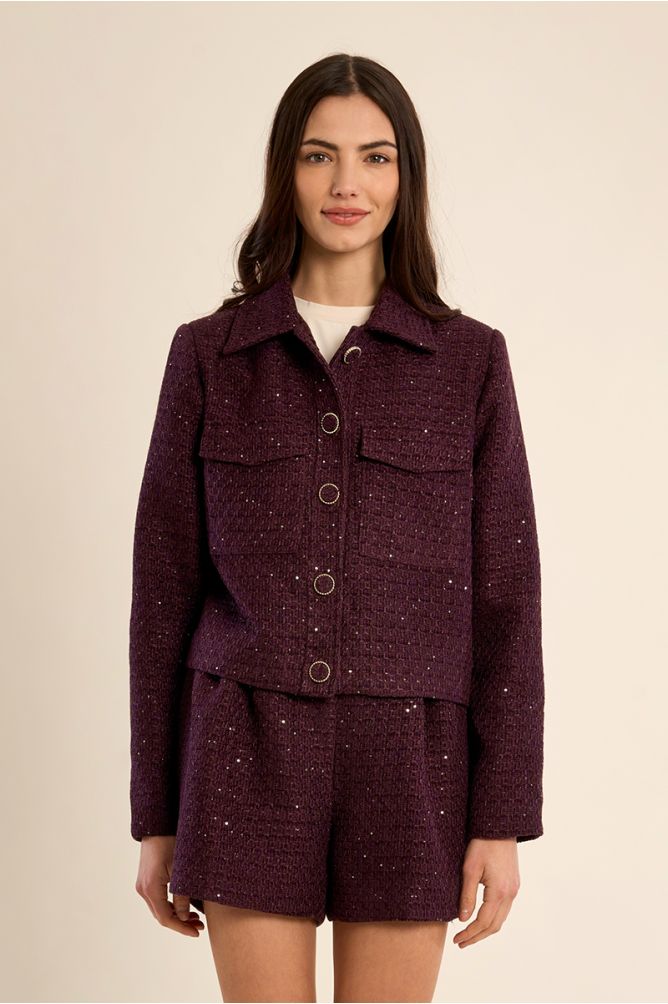 Chaqueta corta en tejido tweed