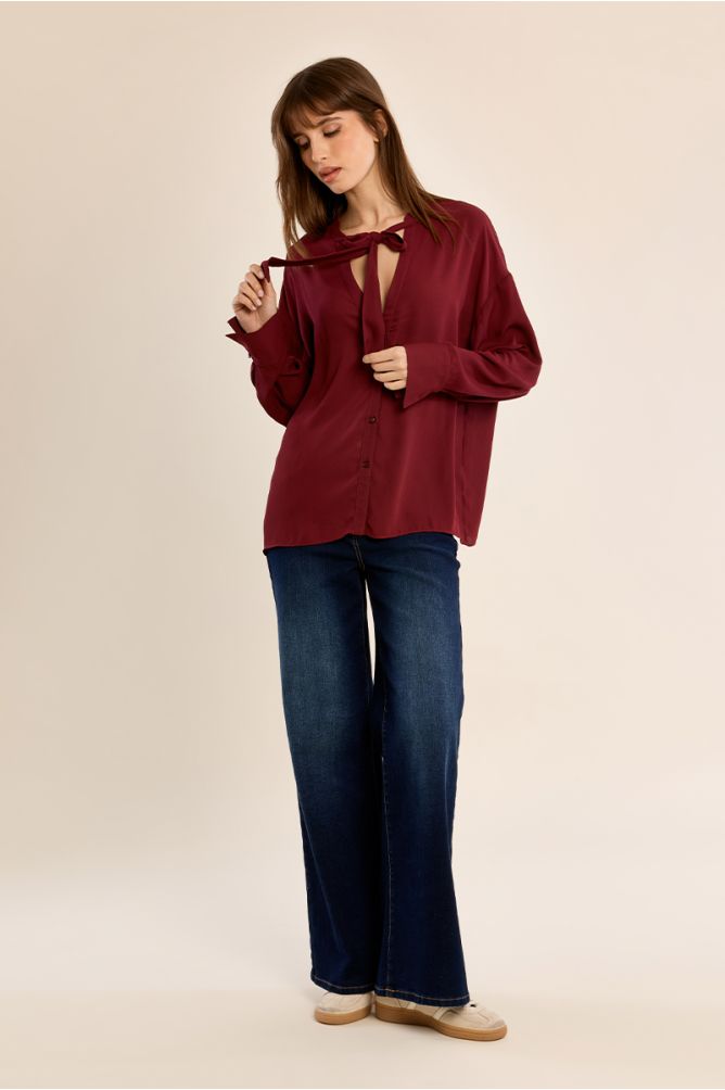 Blouse fluide col lavallière