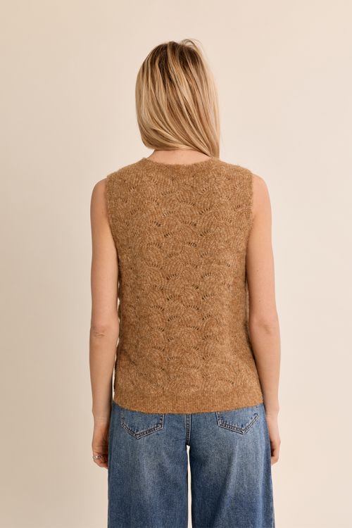 Straight sweater in openwork knit