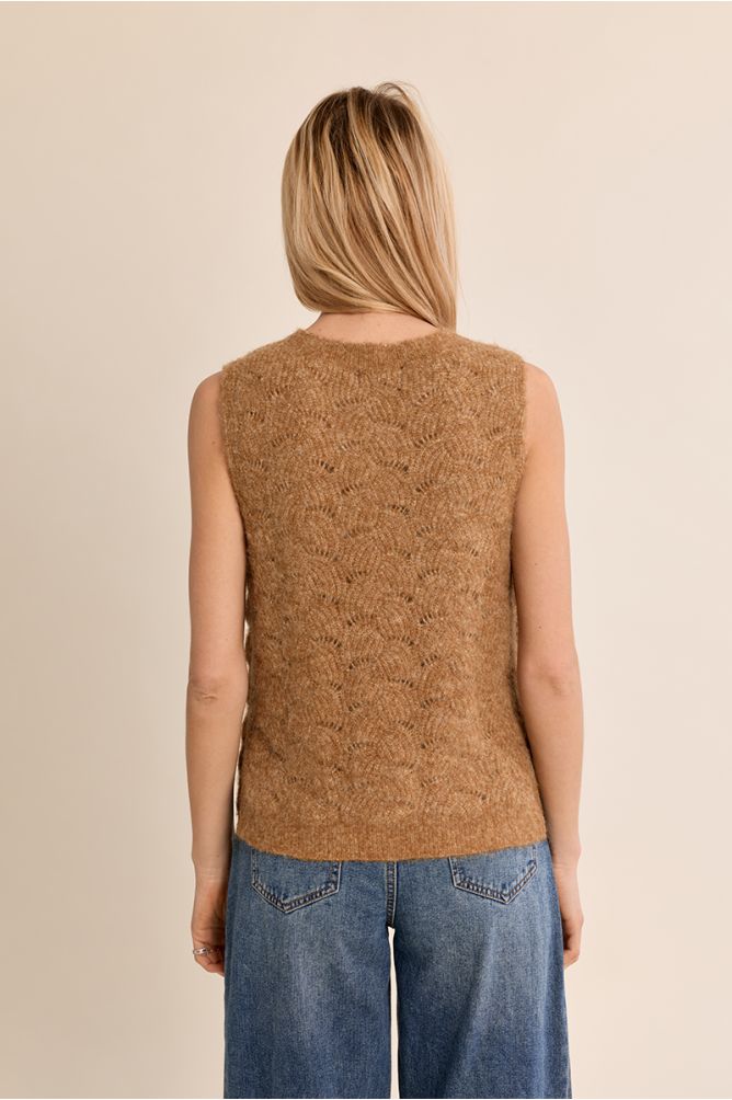 Straight sweater in openwork knit