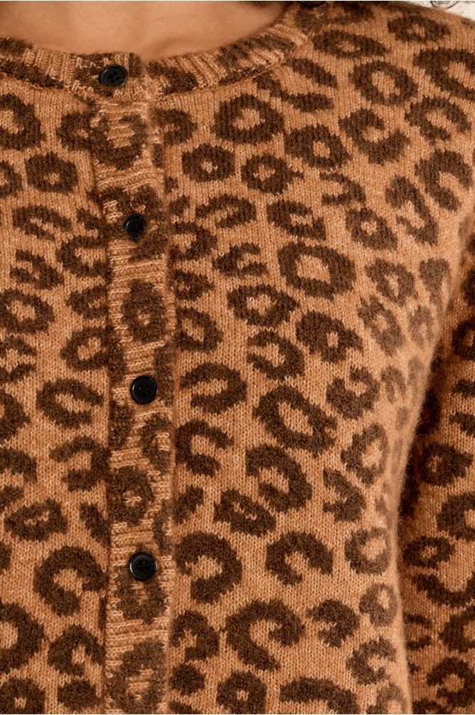 Cardigan boutonné, léopard